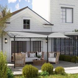 Seinään kiinnitettävä pergola metallirungolla 3 x 5 m, vedenpitävä katos, tummanharmaa
