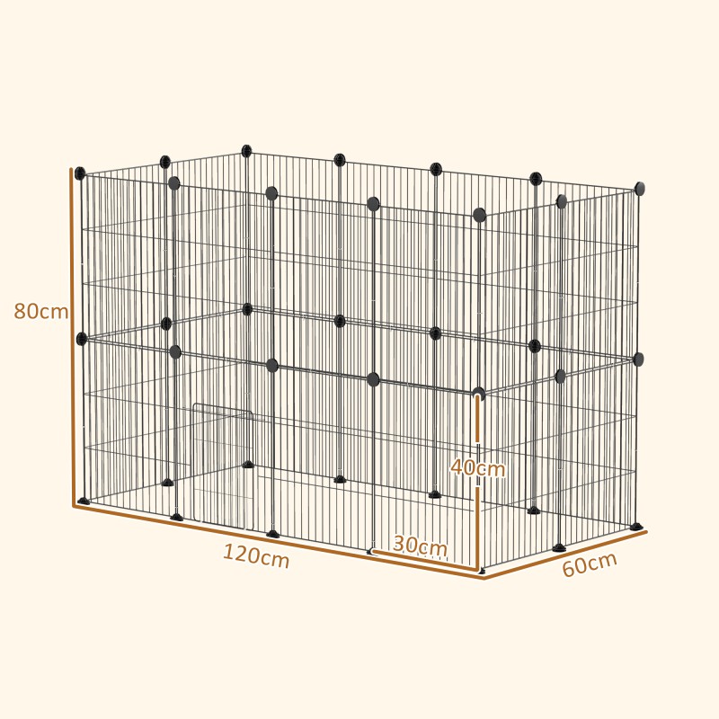 Pieneläinaitaus marsuille ja kaneille, modulaarinen teräspaneliaitaus 0,72 m², teräs, musta