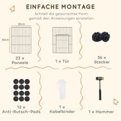 Pieneläinaitaus marsuille ja kaneille, modulaarinen teräspaneliaitaus 0,72 m², teräs, musta