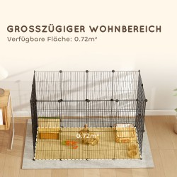 Pieneläinaitaus marsuille ja kaneille, modulaarinen teräspaneliaitaus 0,72 m², teräs, musta