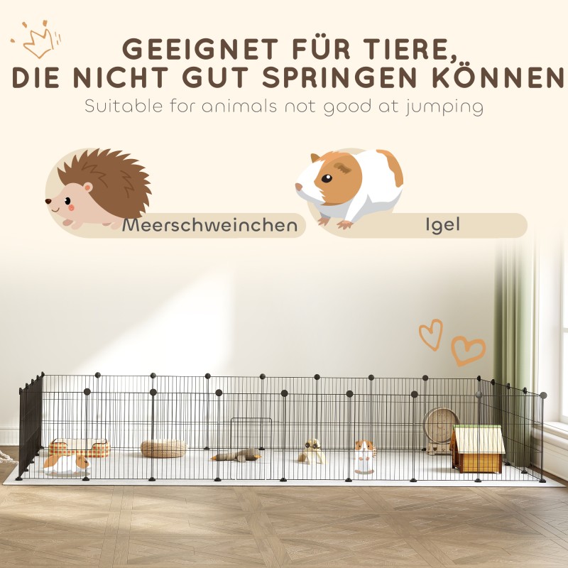 Pieneläinaitaus marsuille ja kaneille, modulaarinen teräspaneliaitaus 0,72 m², teräs, musta