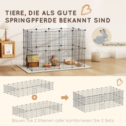 Pieneläinaitaus marsuille ja kaneille, modulaarinen teräspaneliaitaus 0,72 m², teräs, musta