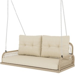 Kahden hengen rottinkinen riippukeinu ulkokäyttöön 115 x 66 x 44 cm kantavuus 240 kg beige