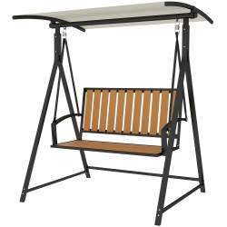 Kahden hengen puutarhakeinu säädettävällä aurinkokatoksella 142 x 112 x 162 cm musta beige