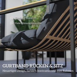 4-osainen puutarhakalustesetti ulkokäyttöön, teräs ja polyesteri, sohva, 2 nojatuolia ja pöytä, harmaa/musta/ruskea