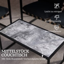 4-osainen puutarhakalustesetti ulkokäyttöön, teräs ja polyesteri, sohva, 2 nojatuolia ja pöytä, harmaa/musta/ruskea