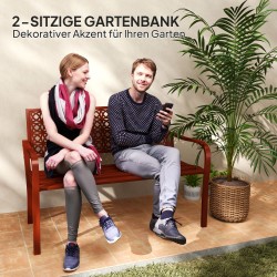 PuutarhapenkkI 2 hengelle ulkokäyttöön, teräs, 127 x 63 x 85 cm, punainen