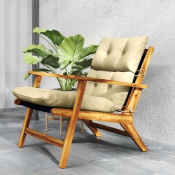 Istuin- ja selkätyyny tuoleihin 115 x 56 x 10 cm, paksu pehmuste, beige