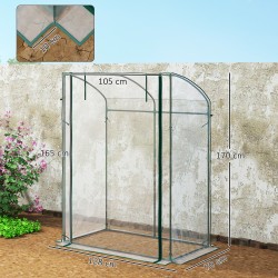 Kasviteltta kaarikatto teräsrunko 128 x 70 x 170 cm läpinäkyvä/vihreä