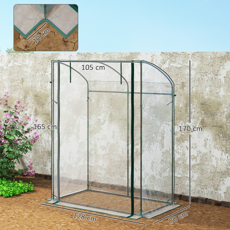 Kasviteltta kaarikatto teräsrunko 128 x 70 x 170 cm läpinäkyvä/vihreä