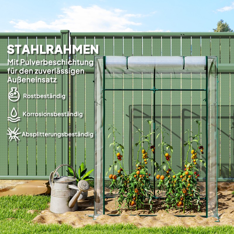 Kasviteltta kaarikatto teräsrunko 128 x 70 x 170 cm läpinäkyvä/vihreä