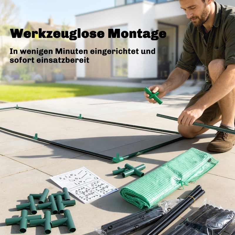 Kasvihuone tomaatille teräsrunko PE-kate 170 x 68 x 200 cm vihreä rullattava ovi ja verkkoikkunat