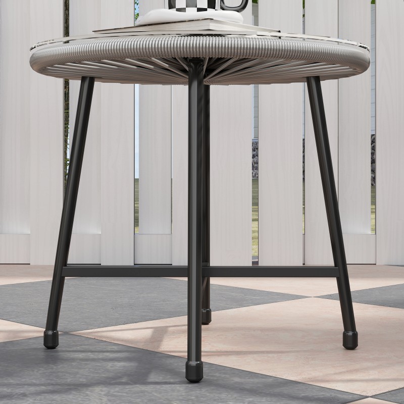 Parvekekalustesetti ulos 3 osaa, 2 Acapulco-tuolia ja lasipöytä, teräs ja harmaa PE-rottinki