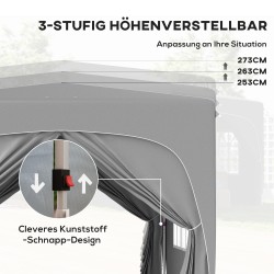 Paviljonki puutarhaan 3 x 3 m, pop up, sivuseinät ja kantolaukku, UPF50+, hiekanvärinen