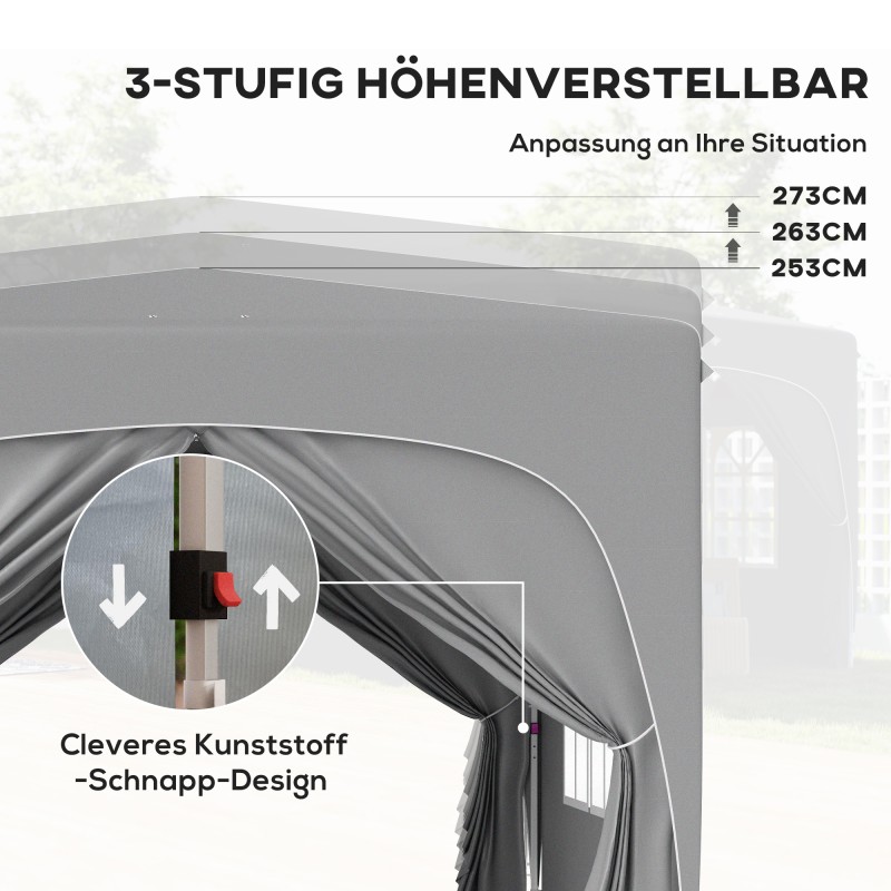 Paviljonki puutarhaan 3 x 3 m, pop up, sivuseinät ja kantolaukku, UPF50+, hiekanvärinen