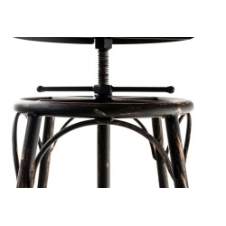 Teollinen säädettävä baarijakkara puuistuimella ja metallijalustalla