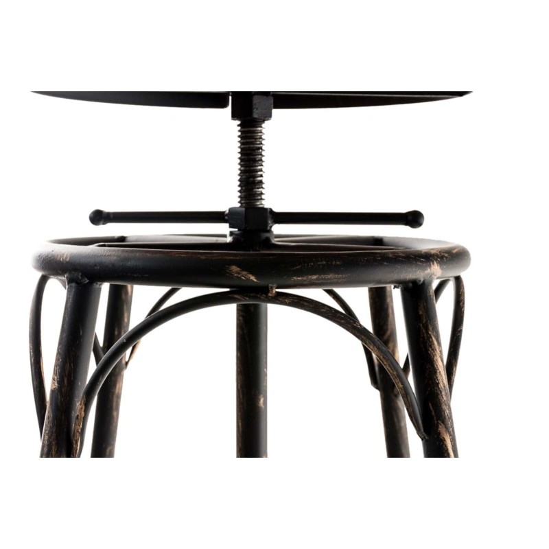 Teollinen säädettävä baarijakkara puuistuimella ja metallijalustalla