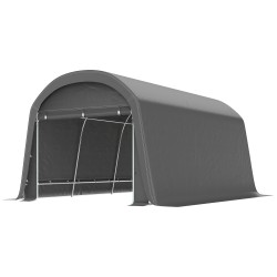 Ulkovarastosuoja pyörille ja puutarhatyökaluille teräsrunko ja pressukate 300 x 450 x 230 cm tummanharmaa