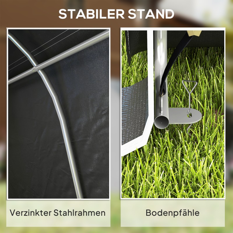 Ulkovarastosuoja pyörille ja puutarhatyökaluille, teräsrunko ja pressukate, 300 x 450 x 230 cm, tummanharmaa