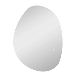 Kylpyhuoneen peili LED valaistuksella 70 x 50 cm epäsymmetrinen huurteenesto hopea