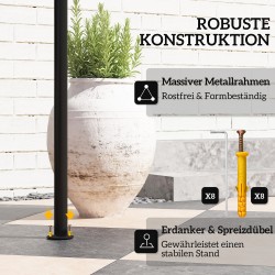 Grillikatos ulkokäyttöön metalli/polyesteri 242x232x248 cm harmaa, kaksikerroksinen katto ja säädettävä markiisi