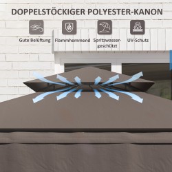 Grillikatos puutarhaan metalli/polyesteri 242x232x248 cm kahvinruskea kaksikerroskatto