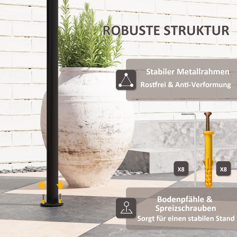 Grillikatos puutarhaan metalli/polyesteri 242x232x248 cm kahvinruskea kaksikerroskatto