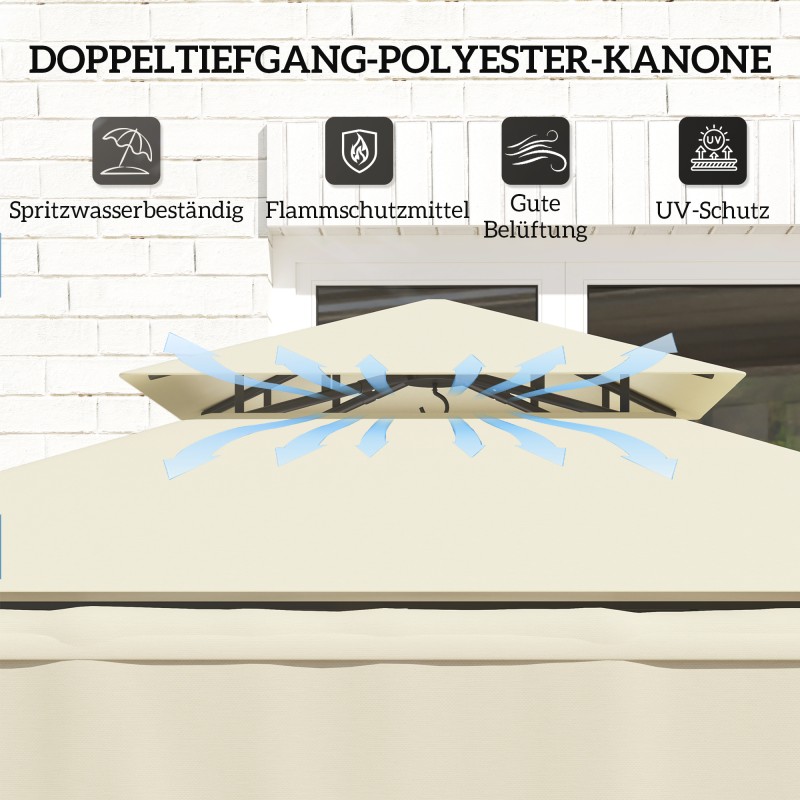 Grillikatos ulkokäyttöön metalli/polyesteri 242 x 232 x 248 cm beige, kaksikerroskatto