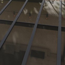 Metallinen puutarhapergola 3 x 3 m, vedenpitävä ja UV-suojattu, vapaasti seisova, tummanharmaa