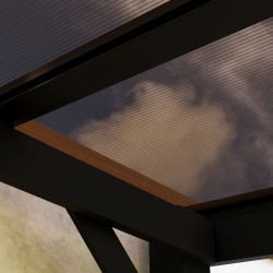 Metallinen puutarhapergola 3 x 3 m, vedenpitävä ja UV-suojattu, vapaasti seisova, tummanharmaa