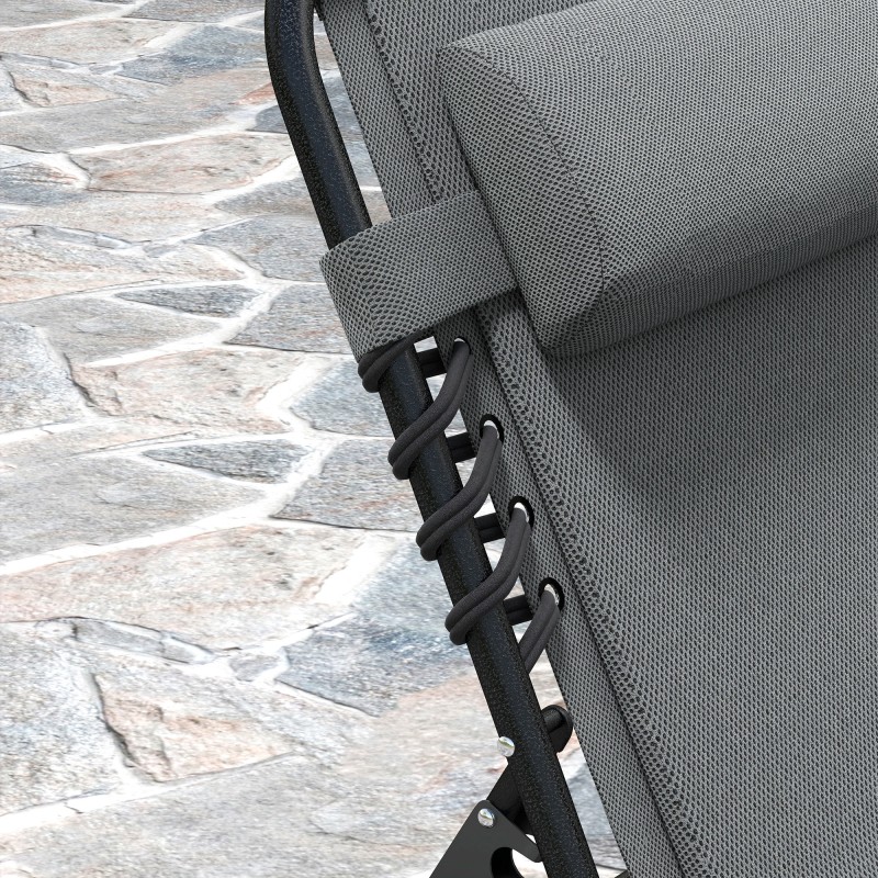 Taitettava aurinkotuoli ulkokäyttöön, teräsrunko ja pehmuste, sivutasku, tummanharmaa