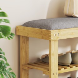 Kenkätaso istuimella bambua 60 x 29 x 49 cm harmaa luonnonpuu