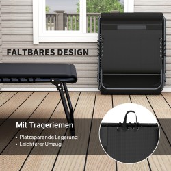 Taitettava ulkolepotuoli 2 kpl, säädettävä selkänoja, niskatyyny ja sivutasku, teräsrunko, musta