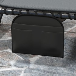 Taitettava puutarhan lepotuolisetti 2 kpl, teräsrunko, 5-asentoinen selkänoja, sivutasku, tummanharmaa