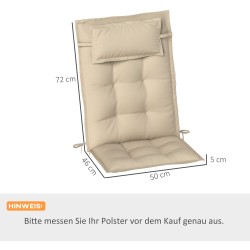 Lepotuolin pehmusteet ulkokäyttöön 50x116x5 cm 2 kpl, polyesteri, beige