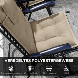 Lepotuolin pehmusteet ulkokäyttöön 50x116x5 cm 2 kpl, polyesteri, beige