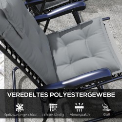 Lepotuolin pehmustesetti ulkokäyttöön polyesteri 50x116x5 cm 2 kpl vaaleanharmaa