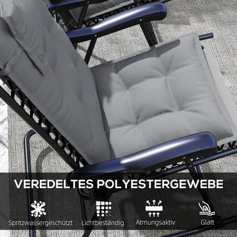 Lepotuolin pehmustesetti ulkokäyttöön polyesteri 50x116x5 cm 2 kpl vaaleanharmaa