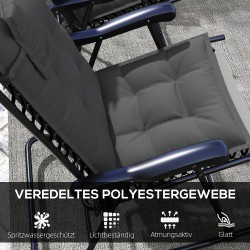 2 kpl aurinkotuolin pehmusteet ulkokäyttöön polyesteri 50 x 116 x 5 cm tummanharmaa