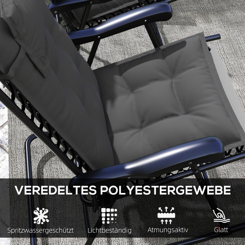 2 kpl aurinkotuolin pehmusteet ulkokäyttöön polyesteri 50 x 116 x 5 cm tummanharmaa