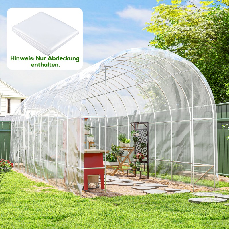 Kasvisuojapeite kasvihuoneeseen, muovi, UV-suojattu ja vedenpitävä, 8 x 10 m, läpinäkyvä