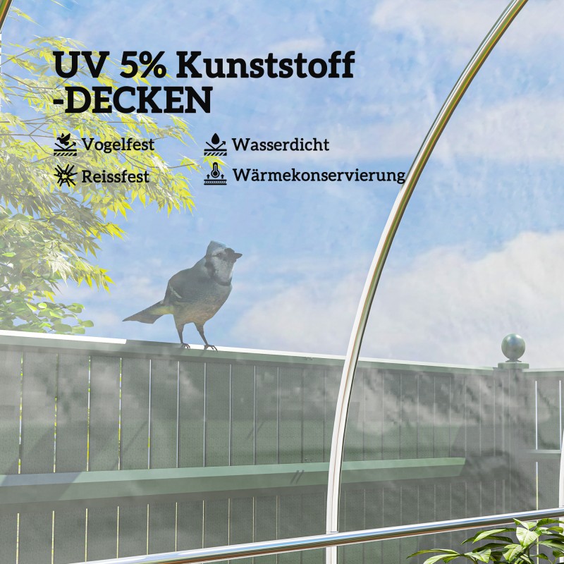 Kasvisuojapeite kasvihuoneeseen, muovi, UV-suojattu ja vedenpitävä, 8 x 10 m, läpinäkyvä