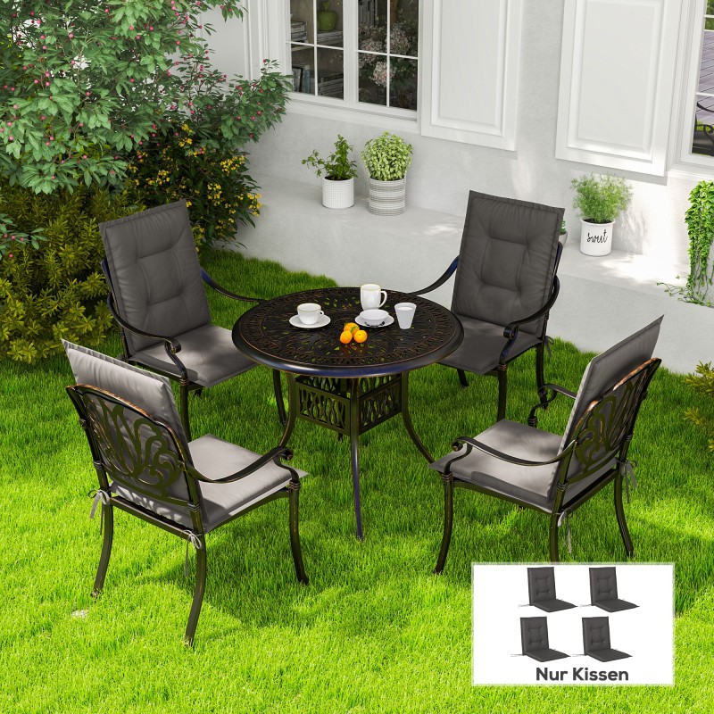 Tuolin pehmustesetti ulko- ja sisäkäyttöön polyesteri 108 x 50 x 5 cm 4 kpl tummanharmaa