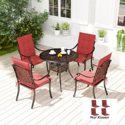 Istuin- ja selkänojapehmuste ulko-/sisäkäyttöön 108 x 50 x 5 cm, 4 kpl, viininpunainen