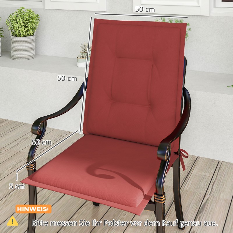 Istuin- ja selkänojapehmuste ulko-/sisäkäyttöön 108 x 50 x 5 cm, 4 kpl, viininpunainen