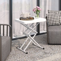 Ulkopöytä taitettava 5-portainen korkeudensäätö muovi/metalli 65 x 45 x 70 cm valkoinen