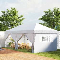 Pop up -paviljonki ulkokäyttöön teräsrunko 6 x 3 m valkoinen UV-suoja ja sivuseinät