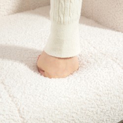 Keinutuoli aikuisille, teddykangas, paksu pehmustus, 70x94x100 cm, cremevalkoinen