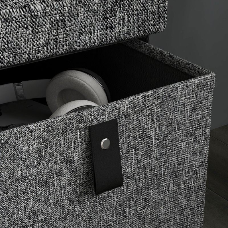 Pehmustettu kenkäpenkki eteiseen, 6 kenkälokeroa, MDF-runko, 76,5 x 38 x 38 cm, tummanharmaa