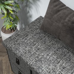 Pehmustettu kenkäpenkki eteiseen, 6 kenkälokeroa, MDF-runko, 76,5 x 38 x 38 cm, tummanharmaa